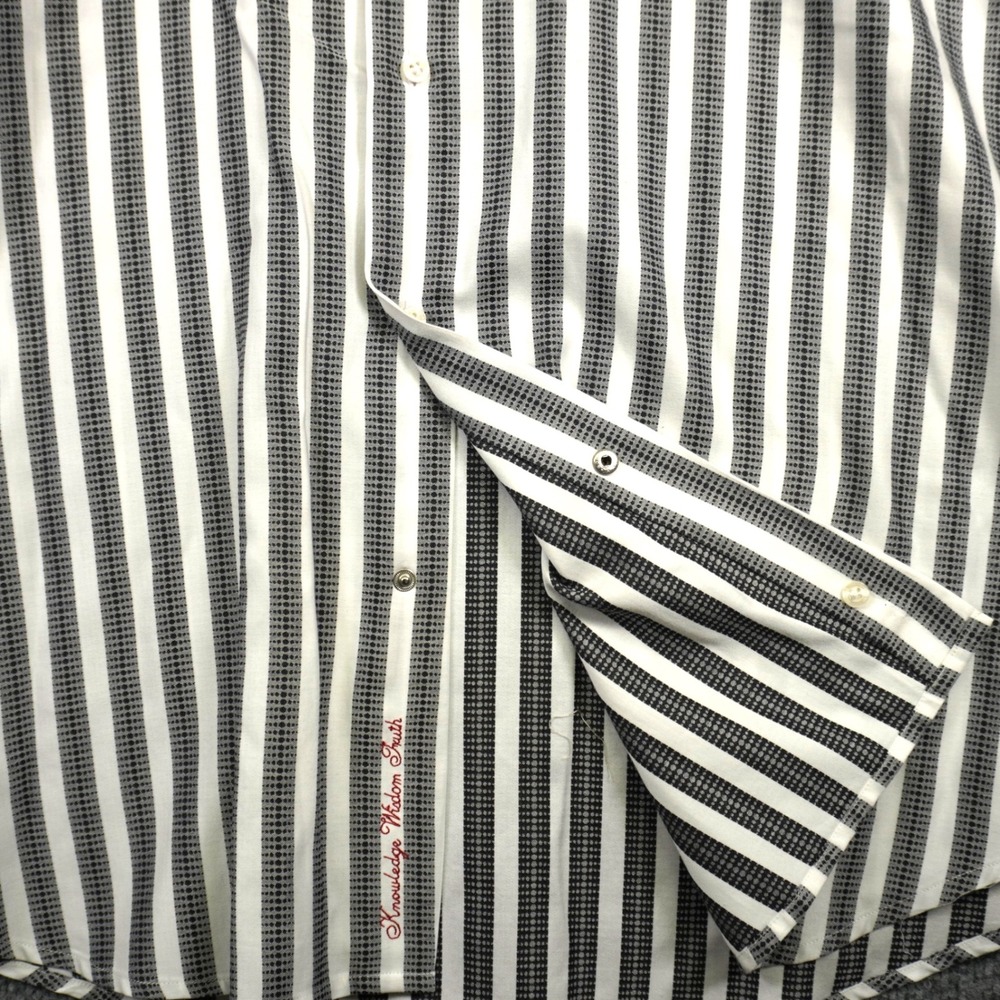 Robert Graham Button Up Shirt Mens XL Black White Striped Contrast Cuff Link - Picture 6 of 14